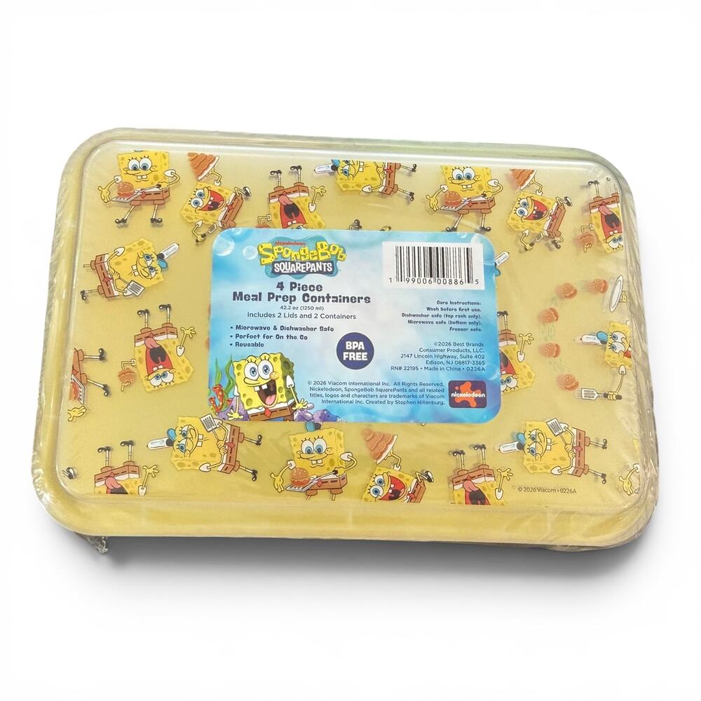 Spongebob Squarepants 4 Piece Meal Prep Containers